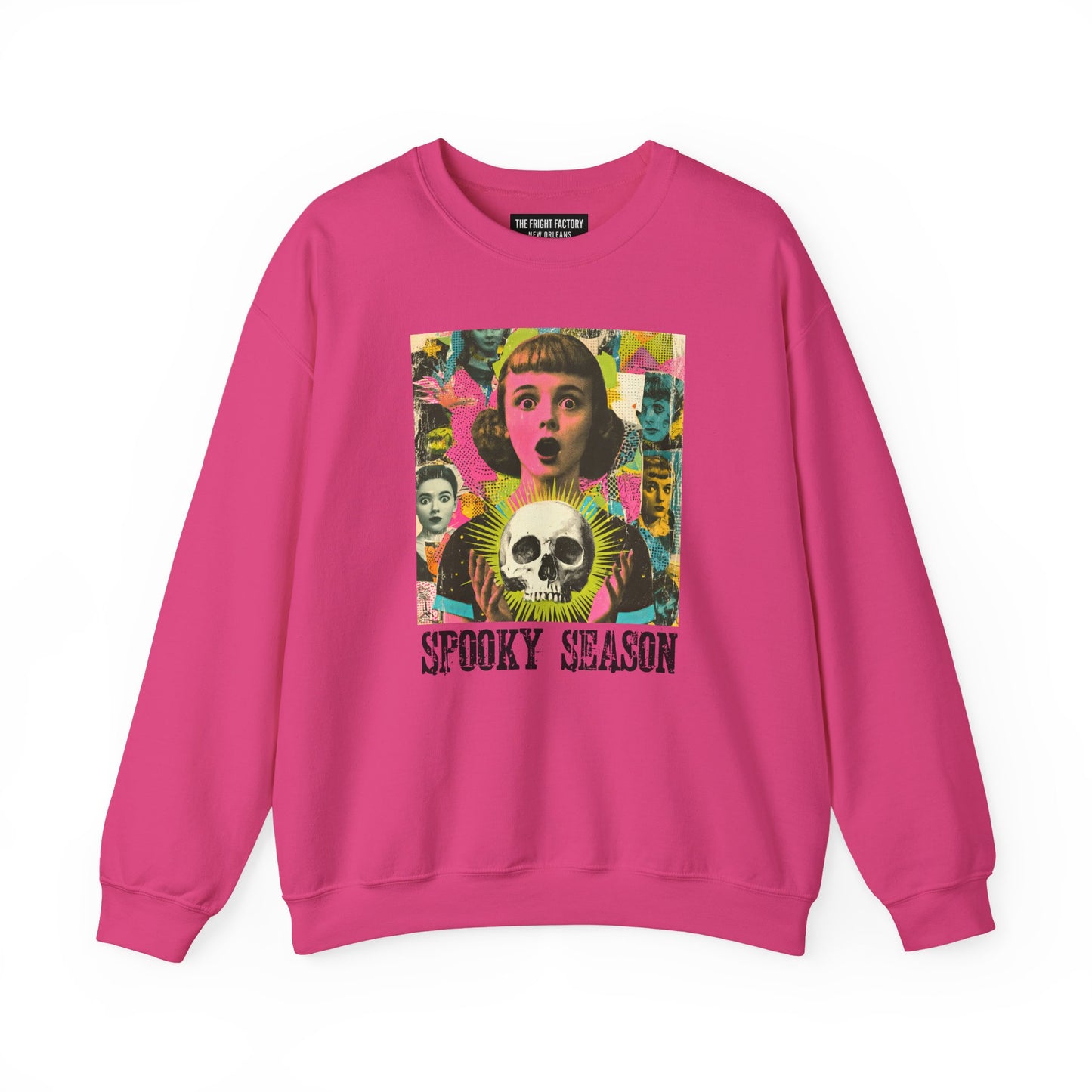 Spooky Season Horror Collage Crewneck | Retro Pop Art Sweatshirt