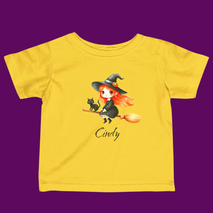 Personalized Cute Little Witch Kids T-Shirt | Halloween Baby & Toddler Tee