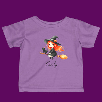 Personalized Cute Little Witch Kids T-Shirt | Halloween Baby & Toddler Tee