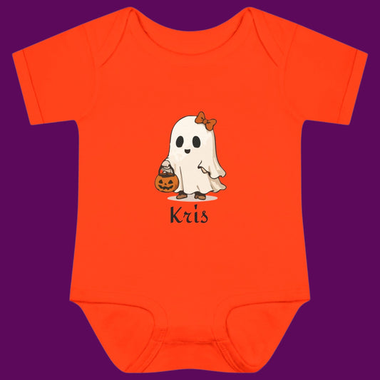 Personalized Ghost Baby Girl Bodysuit | Infant First Halloween Costume