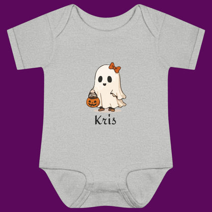 Personalized Ghost Baby Girl Bodysuit | Infant First Halloween Costume