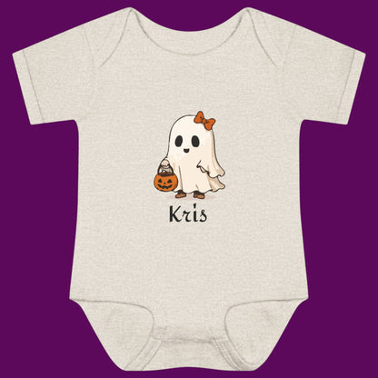 Personalized Ghost Baby Girl Bodysuit | Infant First Halloween Costume