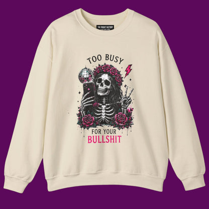 Personalized Goth Skeleton Flower Crown Sweatshirt | Retro Spooky Apparel