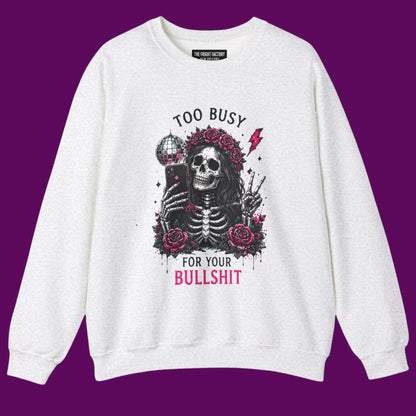 Personalized Goth Skeleton Flower Crown Sweatshirt | Retro Spooky Apparel