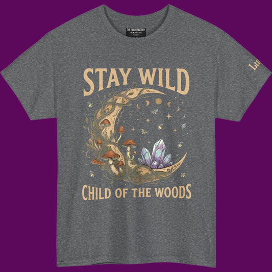 Cottagecore Mushroom and Crystal Stay Wild T-Shirt | Celestial Gift