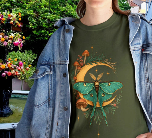 Personalized Luna Moth Graphic Tee | Cottagecore Mushroom Shirt