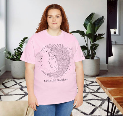 Celestial Goddess Crescent Moon Graphic Tee | Custom Witchy T-Shirt