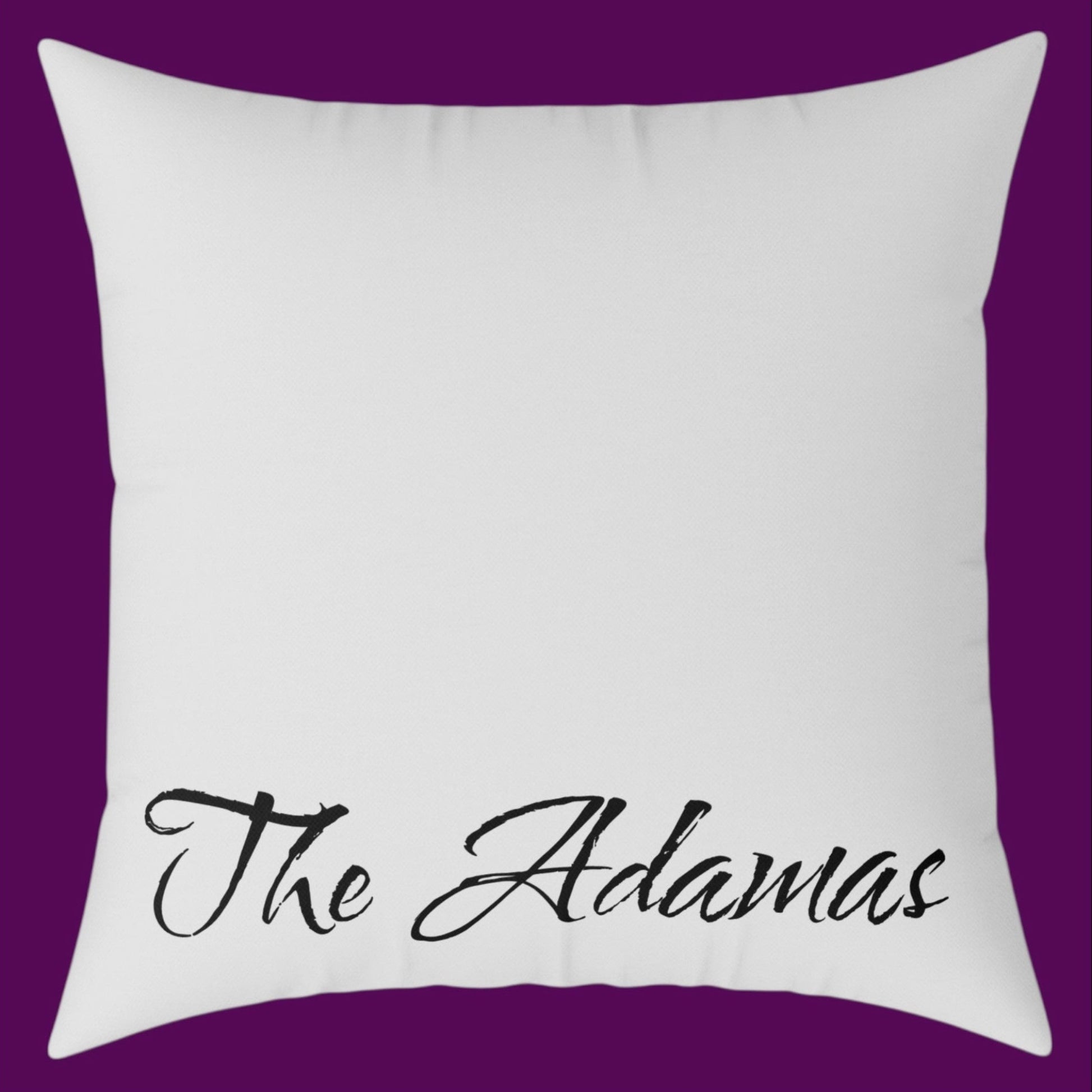 Reverse side of a gray and black personalized gothic skull damask square throw pillow from The Fright Factory New Orleans gift shop.